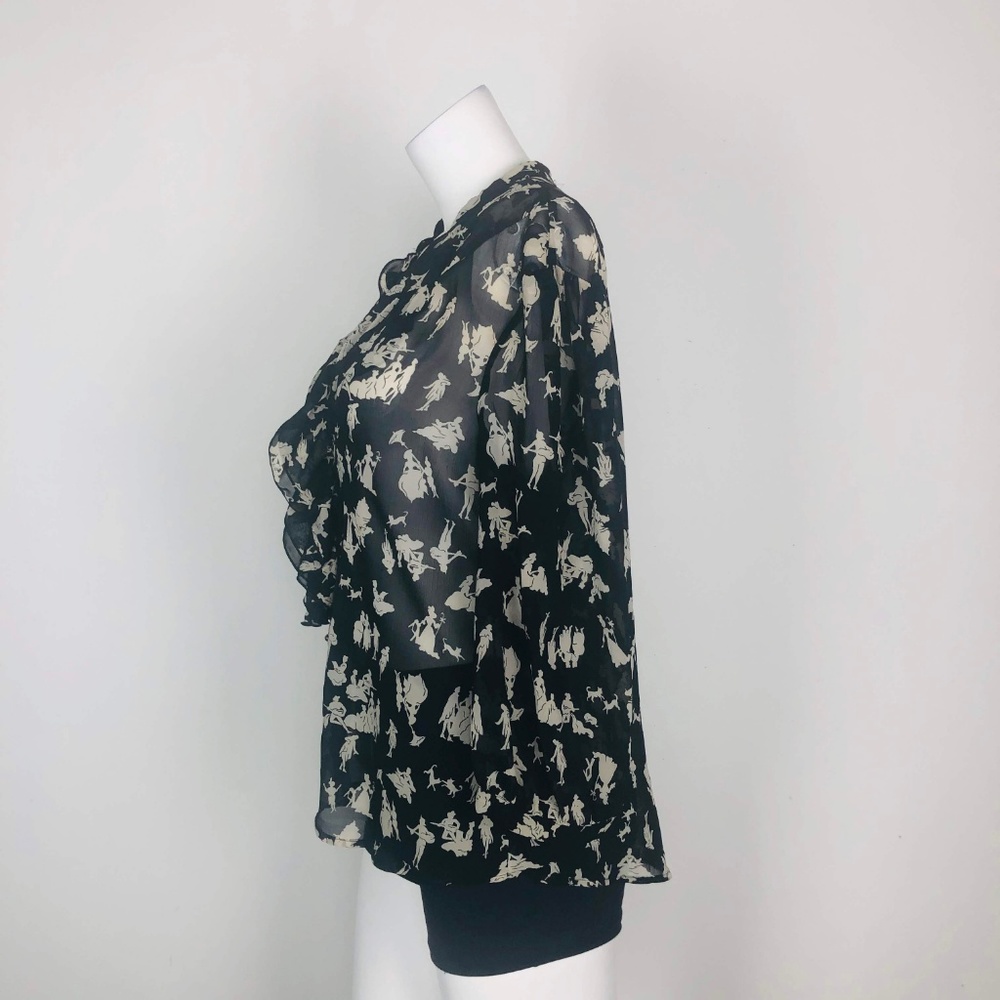 HD In Paris Ruffled Picea Black Dance Music Blouse - Picture 4 of 6